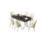 HANAH HOME Set Trpezarijski sto i 6 stolica Lai Black Marble Chrome Cream - slika 2
