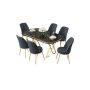 HANAH HOME Set Trpezarijski sto i 6 stolica Lai Black Marble Gold Anthracite - slika 2
