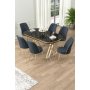 HANAH HOME Set Trpezarijski sto i 6 stolica Lai Black Marble Gold Anthracite - slika 1