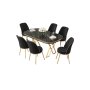 HANAH HOME Set Trpezarijski sto i 6 stolica Lai Black Marble Gold Black - slika 2