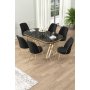 HANAH HOME Set Trpezarijski sto i 6 stolica Lai Black Marble Gold Black - slika 1