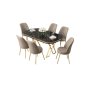 HANAH HOME Set Trpezarijski sto i 6 stolica Lai Black Marble Gold Cappuccino - slika 2