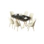 HANAH HOME Set Trpezarijski sto i 6 stolica Lai Black Marble Gold Cream - slika 2
