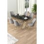 HANAH HOME Set Trpezarijski sto i 6 stolica Lai Black Marble Gold Grey - slika 1
