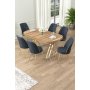 HANAH HOME Set Trpezarijski sto i 6 stolica Lai Light Walnut Gold Anthracite - slika 1