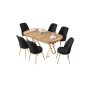 HANAH HOME Set Trpezarijski sto i 6 stolica Lai Light Walnut Gold Black - slika 2