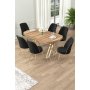 HANAH HOME Set Trpezarijski sto i 6 stolica Lai Light Walnut Gold Black - slika 1