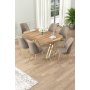 HANAH HOME Set Trpezarijski sto i 6 stolica Lai Light Walnut Gold Cappuccino - slika 1