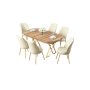 HANAH HOME Set Trpezarijski sto i 6 stolica Lai Light Walnut Gold Cream - slika 2