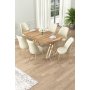 HANAH HOME Set Trpezarijski sto i 6 stolica Lai Light Walnut Gold Cream - slika 1