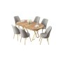 HANAH HOME Set Trpezarijski sto i 6 stolica Lai Light Walnut Gold Grey - slika 2