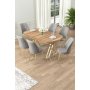 HANAH HOME Set Trpezarijski sto i 6 stolica Lai Light Walnut Gold Grey - slika 1