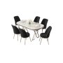 HANAH HOME Set Trpezarijski sto i 6 stolica Lai White Chrome Black - slika 2