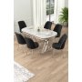 HANAH HOME Set Trpezarijski sto i 6 stolica Lai White Chrome Black - slika 1