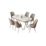 HANAH HOME Set Trpezarijski sto i 6 stolica Lai White Chrome Cappuccino - slika 2