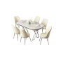 HANAH HOME Set Trpezarijski sto i 6 stolica Lai White Chrome Cream - slika 2