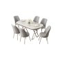 HANAH HOME Set Trpezarijski sto i 6 stolica Lai White Chrome Grey - slika 2