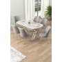 HANAH HOME Set Trpezarijski sto i 6 stolica Lai White Chrome Grey - slika 1