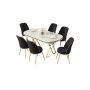 HANAH HOME Set Trpezarijski sto i 6 stolica Lai White Gold Black - slika 2