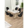HANAH HOME Set Trpezarijski sto i 6 stolica Lai White Gold Black - slika 1