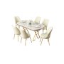 HANAH HOME Set Trpezarijski sto i 6 stolica Lai White Gold Cream - slika 2