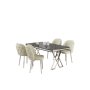 HANAH HOME Set Trpezarijski sto i 4 stolice Rigel Black Marble Chrome Cream - slika 2