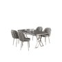 HANAH HOME Set Trpezarijski sto i 4 stolice Rigel Black Marble Chrome Grey - slika 2