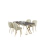 HANAH HOME Set Trpezarijski sto i 4 stolice Rigel Black Marble Gold Cream - slika 2