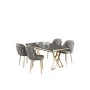 HANAH HOME Set Trpezarijski sto i 4 stolice Rigel Black Marble Gold Grey - slika 2