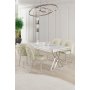 HANAH HOME Set Trpezarijski sto i 4 stolice Rigel White Chrome Cream - slika 1