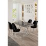 HANAH HOME Set Trpezarijski sto i 4 stolice Vals Black Marble Chrome Black - slika 1