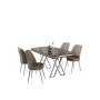 HANAH HOME Set Trpezarijski sto i 4 stolice Vals Black Marble Chrome Cappuccino - slika 2