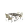 HANAH HOME Set Trpezarijski sto i 4 stolice Vals Black Marble Chrome Cream - slika 2