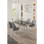 HANAH HOME Set Trpezarijski sto i 4 stolice Vals Black Marble Chrome Grey - slika 1