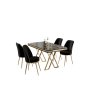 HANAH HOME Set Trpezarijski sto i 4 stolice Vals Black Marble Gold Black - slika 2