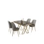 HANAH HOME Set Trpezarijski sto i 4 stolice Vals Black Marble Gold Grey - slika 2