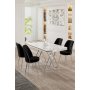 HANAH HOME Set Trpezarijski sto i 4 stolice Vals White Chrome Black - slika 1