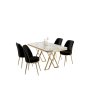 HANAH HOME Set Trpezarijski sto i 4 stolice Vals White Gold Black - slika 2
