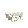HANAH HOME Set Trpezarijski sto i 4 stolice Vals White Gold Cream - slika 2