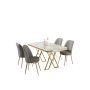 HANAH HOME Set Trpezarijski sto i 4 stolice Vals White Gold Grey - slika 2