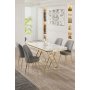 HANAH HOME Set Trpezarijski sto i 4 stolice Vals White Gold Grey - slika 1