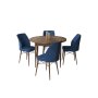 HANAH HOME Set Trpezarijski sto i 4 stolice Rox Baroque Navy Blue - slika 2