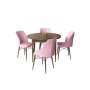 HANAH HOME Set Trpezarijski sto i 4 stolice Rox Baroque Pink - slika 2