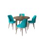 HANAH HOME Set Trpezarijski sto i 4 stolice Rox Baroque Turquoise - slika 2