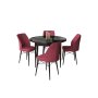 HANAH HOME Set Trpezarijski sto i 4 stolice Rox Black Marble Burgundy - slika 2