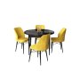 HANAH HOME Set Trpezarijski sto i 4 stolice Rox Black Marble Mustard - slika 2