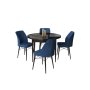 HANAH HOME Set Trpezarijski sto i 4 stolice Rox Black Marble Navy Blue - slika 2