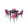 HANAH HOME Set Trpezarijski sto i 4 stolice Rox Black Marble Purple - slika 2