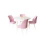 HANAH HOME Set Trpezarijski sto i 4 stolice Rox White Pink - slika 2