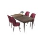 HANAH HOME Set Trpezarijski sto i 4 stolice Nil Baroque Burgundy - slika 2